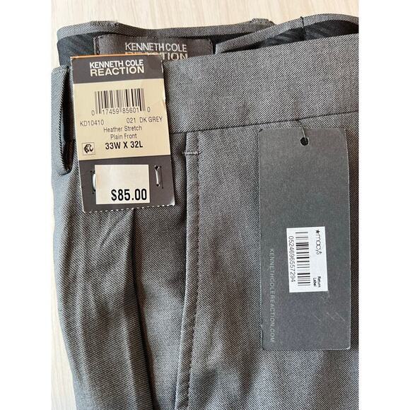 KENNETH COLE Reaction Plain Front Pants in Dark Gray Men's Size 33 W x 32 L - Picture 13 of 13
